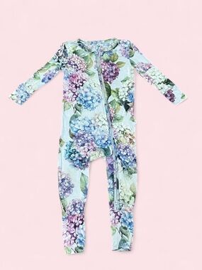 Posh Peanut Hydrangea Bamboo Sleeper 9–12M Convertible Floral Blue & Purple GUC